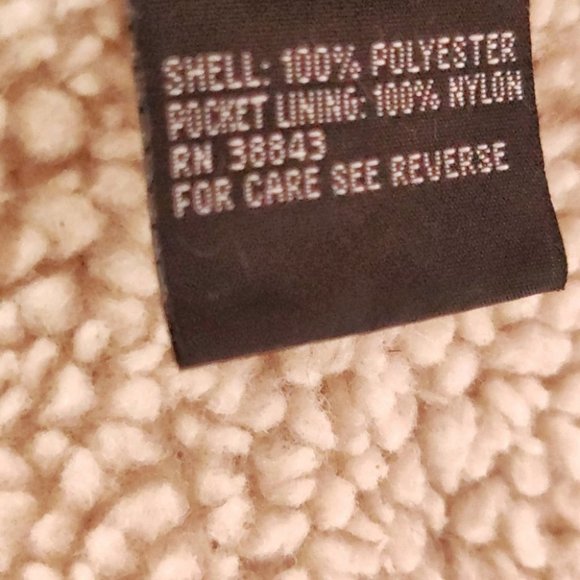 LEI 90s Faux Suede Sherpa Lined Collared Jacket Tan Large - Picture 8 of 9